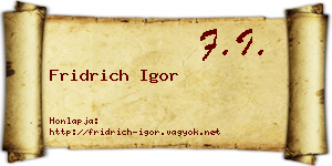 Fridrich Igor névjegykártya